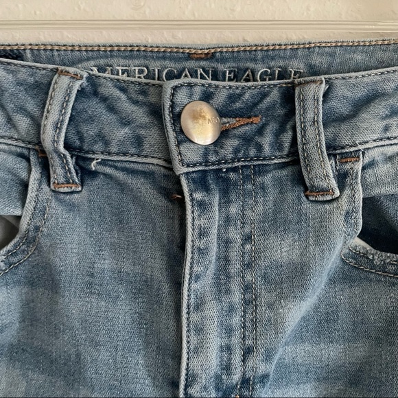 American Eagle Jeggings Super Stretch High Rise Skinny Light Wash Distressed - Picture 5 of 11